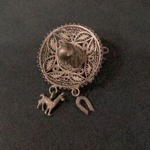Vintage Hat with two charms dangling Sterling Silver